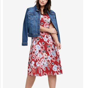 NWOT Ellos Fit and Flare Dress 2X Red Floral